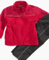 Pump him up for playtime with this comfy track jacket and pants set from Kenneth Cole. Pump him up for playtime with this comfy track jacket and pants set from Kenneth Cole.