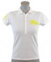 Ralph Lauren Sport Womens Solid Match Pony Polo Shirt - S - White/Yellow Logo