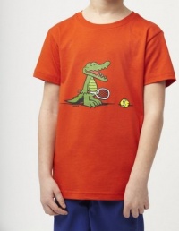 Lacoste Boy's Short Sleeve Crewneck T-shirt Orange, Size 2YR- TJ1274 Lacoste Boy's Short Sleeve Crewneck T-shirt Orange, Size 2YR- TJ1274