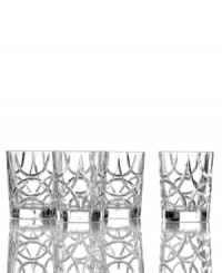 A cut above, Royalton double old-fashioned glasses elevate dinner tables and cocktail parties with an extravagant twirling pattern in Lauren Ralph Lauren crystal. A cut above, Royalton double old-fashioned glasses elevate dinner tables and cocktail parties with an extravagant twirling pattern in Lauren Ralph Lauren crystal.