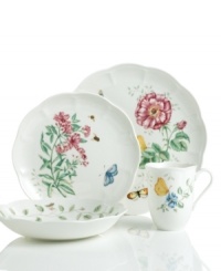 Spring is perpetually in season with whimsical Butterfly Meadow dinnerware. The dishes of this set feature colorful blooms and butterflies that mingle on beautifully scalloped, white porcelain for a sweet, breezy scene that's made to mix and match with all your place settings. Spring is perpetually in season with whimsical Butterfly Meadow dinnerware. The dishes of this set feature colorful blooms and butterflies that mingle on beautifully scalloped, white porcelain for a sweet, breezy scene that's made to mix and match with all your place settings.