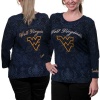 NCAA West Virginia Mountaineers Womens Allover Three Quarter Sleeve Rhinestone T-Shirt - Navy Blue