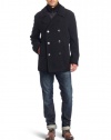 Calvin Klein Men's Wool Peacoat With Bib, Black, X-Large