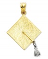 The perfect gift for your favorite grad. This two-tone charm features a textured graduation cap and moveable tassel in 14k gold and 14k white gold. Chain not included. Approximate length: 1 inch. Approximate width: 7/10 inch.