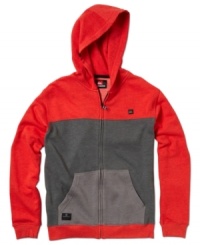 Unlock his look with this warm colorblocked zip-up hoodie from Quiksilver, perfect for the fall.