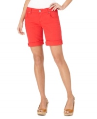 These breezy Bermuda shorts by Kut from the Kloth usher in spring with a cheerful, vibrant color. These breezy Bermuda shorts by Kut from the Kloth usher in spring with a cheerful, vibrant color.
