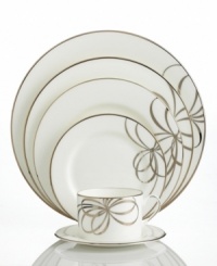 There's no classier canvas for your favorite recipes than kate spade new york Belle Boulevard place settings. A distinctive platinum band and whimsical bow design on fine white china dinnerware offers a look of easy sophistication.