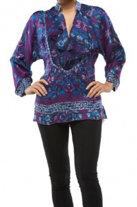 Roberto Cavalli - Silk Blouse Shirt Purple 40 Multicolor Roberto Cavalli - Silk Blouse Shirt Purple 40 Multicolor