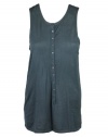 Inhabit womens cotton weekend henley sleeveless tank top