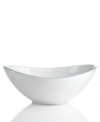 Simply elegant for everyday meals but with a banded edge that shines on formal tables, the Platinum Fine Line elliptical bowl is a flawless choice for every occasion. Simply elegant for everyday meals but with a banded edge that shines on formal tables, the Platinum Fine Line elliptical bowl is a flawless choice for every occasion.