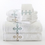 Beautiful embroidery on Matouk's most popular Milagro Egyptian Cotton zero-twist towels.