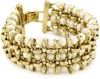 Carolee 40th Anniversary Gold-Tone and White Pearl Woven Flex Bracelet