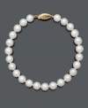 Nothing says natural beauty more than a simple strand of pearls. Bracelet features AA Akoya cultured pearls (6-1/2-7 mm) and a 14k gold clasp. Approximate length: 7-1/2 inches.