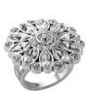A fashionable flower. This chic cocktail ring from Fossil features a decorative daisy motif. Adorned with a sparkling selection of clear crystals, it's crafted in vintage silver tone mixed metal. Size 7.