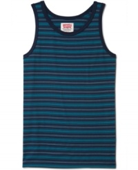 Stripe it up this summer with a hot-weather staple: a sleeveless tank from Levi's. Stripe it up this summer with a hot-weather staple: a sleeveless tank from Levi's.