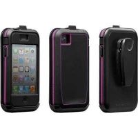 Case-Mate CM019481 Phantom Case with Belt Clip for Apple iPhone 4, iPhone 4S - 1 Pack - Retail Packaging - Black/Raspberry Case-Mate CM019481 Phantom Case with Belt Clip for Apple iPhone 4, iPhone 4S - 1 Pack - Retail Packaging - Black/Raspberry