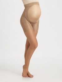 These ultra-soft, superior fit pantyhose feature a non-binding waistband, and provide comfort for the lower back and front support. Soft stretch yarnCotton gusset85% nylon/15% Lyrca® SpandexHand washMade in USA Please note: choose your pre-pregnancy size.