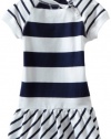 Nautica Sportswear Kids Girls 2-6X Short Sleeve Stripe Dress, Sail White, 5