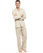 A great combination for at-home wear, this lightweight Club Room pajama set is a smart choice for any guy.