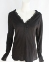 INC International Concepts Womens Deep Black Mod Ruffle Knit Top XL