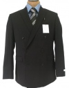 Calvin Klein Mens Double Breasted Solid Black Wool Suit