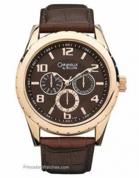 Bulova Caravelle Mens Date Watch - Gold-Tone - Black Dial - Brown Leather Strap. 44C100 Bulova Caravelle Mens Date Watch - Gold-Tone - Black Dial - Brown Leather Strap. 44C100