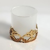 Elegant bathroom accessories for the traditional home, hand-enameled with smokey topaz crystals and gilded gold accents.