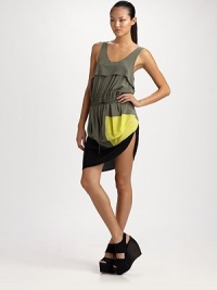 Asymmetrical draping and a cinched drawstring waist shape this supple sheath of matte silk.ScoopneckSleevelessVented bodiceDrawstring waistGathered skirtAsymmetrical hemScoopbackAbout 21 from natural waistSilkDry cleanMade in Italy of imported fabric Asymmetrical draping and a cinched drawstring waist shape this supple sheath of matte silk.ScoopneckSleevelessVented bodiceDrawstring waistGathered skirtAsymmetrical hemScoopbackAbout 21 from natural waistSilkDry cleanMade in Italy of imported fabric