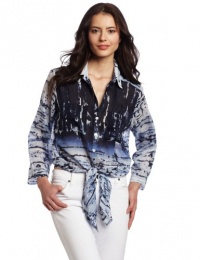 Karen Kane Women's Water Panel Tie Top Karen Kane Women's Water Panel Tie Top