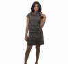 Calvin Klein Womens Oatmeal Combo Cap Sleeve Cowl Neck Sweater Dress Petite PM
