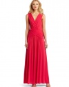 BCBGMAXAZRIA Women's Kaeya V Neck Draped Gown With Back Cutout