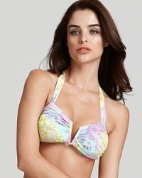 Hit the tropics with this floral print bikini from Nanette Lepore. In a splashy pattern and classic cut, this suit is as essential to your next vacation as a passport. Hit the tropics with this floral print bikini from Nanette Lepore. In a splashy pattern and classic cut, this suit is as essential to your next vacation as a passport.