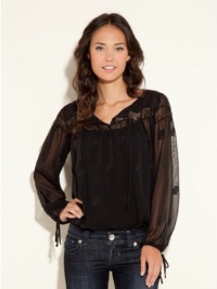 GUESS Mira Long-Sleeve Cubic Top, JET BLACK (SMALL) GUESS Mira Long-Sleeve Cubic Top, JET BLACK (SMALL)