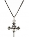 King Baby 18 Curb Link Chain with Small Traditional Cross with Heart Pendant Necklace