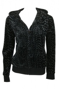 Calvin Klein Womens Printed Velvet Zipper Hoodie Calvin Klein Womens Printed Velvet Zipper Hoodie