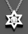 A timeless expression of faith. Effy Collection's Star of David pendant features a round-cut diamond (1/5 ct. t.w.) set in 14k white gold. Approximate length: 18 inches. Approximate drop: 1/4 inches.