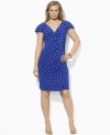 Tailored with flirty flutter sleeves and a charming polka-dot print, this Lauren by Ralph Lauren plus size dress is the epitome of effortless feminine style in slinky, body-skimming matte jersey.