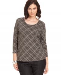 Team your favorite casual bottoms with Karen Scott's three-quarter-sleeve plus size top-- it's an Everyday Value! Team your favorite casual bottoms with Karen Scott's three-quarter-sleeve plus size top-- it's an Everyday Value!