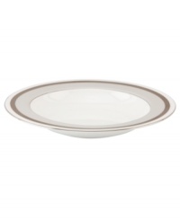 A gift to formal dining from kate spade new york, the Grace Avenue rim soup bowl offers a chic balance of fun and refined in platinum-banded bone china. Grosgrain ribbon puts the preppy, finishing touch on dinnerware destined for stylish tables. A gift to formal dining from kate spade new york, the Grace Avenue rim soup bowl offers a chic balance of fun and refined in platinum-banded bone china. Grosgrain ribbon puts the preppy, finishing touch on dinnerware destined for stylish tables.