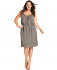 Exit in style with DKNY Jeans' sleeveless plus size dress, featuring a lace cutout at back-- delight from day to date night! Exit in style with DKNY Jeans' sleeveless plus size dress, featuring a lace cutout at back-- delight from day to date night!