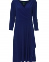 Ralph Lauren V-Neck Three Quarter Sleeve Dress Zaf Blue 8