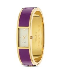 Just the ticket. This kate spade new york bangle watch takes its cues from the jewel box, crafted of plated metal with a playfully engraved dial. Just the ticket. This kate spade new york bangle watch takes its cues from the jewel box, crafted of plated metal with a playfully engraved dial.