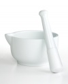 A smashing hit! Bring freshly ground flavor into your kitchen with the homegrown brilliance of this porcelain pestle & mortar. Designed to release the most flavor from herbs, spices, garlic and more, this durable set takes your cooking to a new tier.