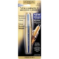 L'Oreal Voluminous Million Lashes Waterproof Mascara, Blackest Black, 0.32 Fluid Ounce L'Oreal Voluminous Million Lashes Waterproof Mascara, Blackest Black, 0.32 Fluid Ounce