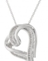 Sterling Silver Diamond Curvy Double Heart Pendant Necklace (1/10 cttw, I-J Color, I2-I3 Clarity), 18