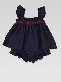 You'll have a love affair with this alluring knit with iconic, heart-shaped mini GG prints and ruffles.Ruffled squareneckShort flutter sleevesElastic backHigh-waisted with signature web detailFully linedCottonMachine washMade in Italy You'll have a love affair with this alluring knit with iconic, heart-shaped mini GG prints and ruffles.Ruffled squareneckShort flutter sleevesElastic backHigh-waisted with signature web detailFully linedCottonMachine washMade in Italy