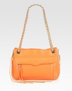 A roomy, yet chic leather style with expandable zipper sides for added space.Double leather and chain shoulder strap, 11¾ dropMagnetic snap closureExpandable zip sidesOne outside flap and zip pocketOne outside open pocketThree inner compartmentsOne inside zip pocketTwo inside open pocketsCotton lining11¼W X 8¼H X 4DImported