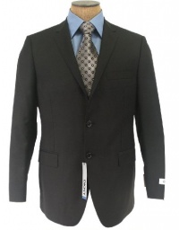 DKNY Mens 2 Button Flat Front Solid Black Slim Fit Wool Suit DKNY Mens 2 Button Flat Front Solid Black Slim Fit Wool Suit
