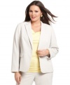 Refine your career style with Calvin Klein's single-button plus size jacket-- suit up in the matching pants or skirt!