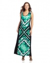 Calvin Klein Women's Blocked Printed Maxi, Emerald/Black, 3X